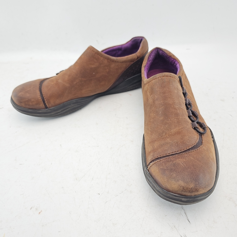 Bionica Brown Slip-On Flats with Purple Lining
